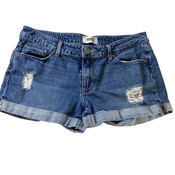 Paige Jimmy Jimmy Denim Short Distressed 28 Classic Designer Denim - Picture 3 of 11